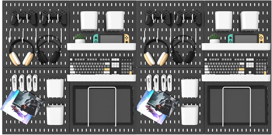 Pegboard Combination Kit, 25.2" x 50.4" Wall Mounted Storage Set with 8 Pegboards & 40 Accessories Hanging, Peg Boards Organizer