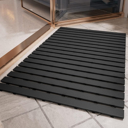 Shower-Mat Non Slip, PADOOR Heavy Duty Bathtub-Mat Curlable Quick Drain Sturdy Bath Tub Mat Without Suction Cups for Indoor Outdoor Use 17x36 Inch Black