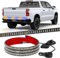 XRIDONSEN 48 inch Truck Amber Blue Tailgate Strobe Lights Strip Rear Window Lights 288 LED Tail Emergency Light Bar Flashing Warning Hazard Safety for Plow Trucks Construction Vehicles Pickup Trailer