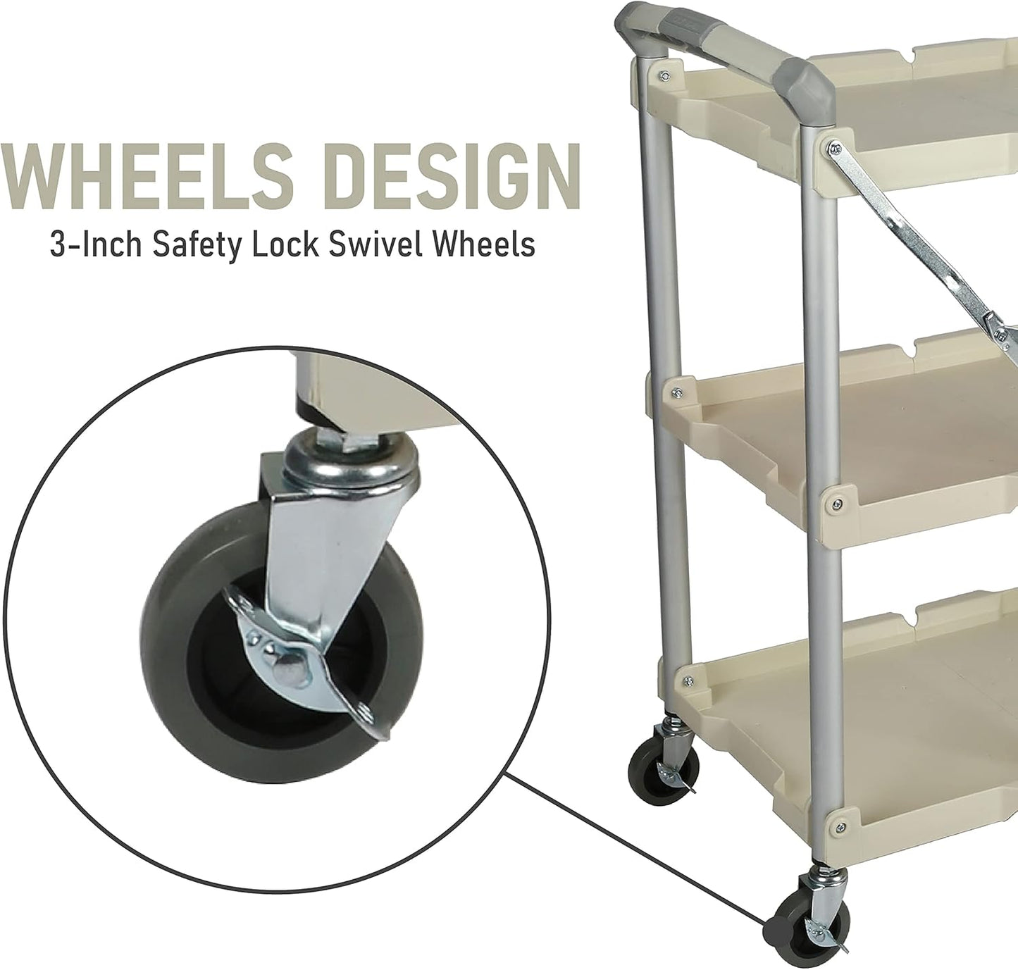 Olympia Tools 89-351 Pack-N-Roll Folding Collapsible Service Cart, 150LB Capacity, White