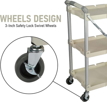 Olympia Tools 89-351 Pack-N-Roll Folding Collapsible Service Cart, 150LB Capacity, White