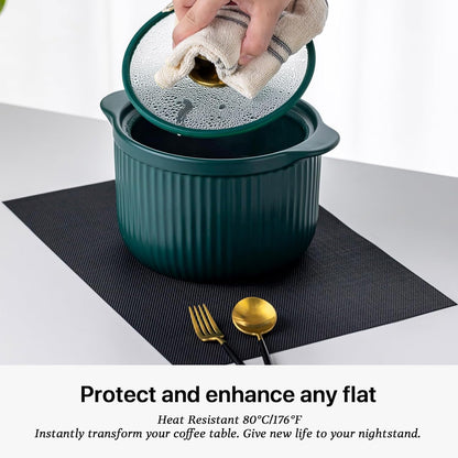 LEXMORE Placemats Set of 12 Vinyl/Plastic Woven Place Mats for Kitchen Table Indoor/Outdoor Washable Placemat Wipeable Dining Table Mats(A-Black)