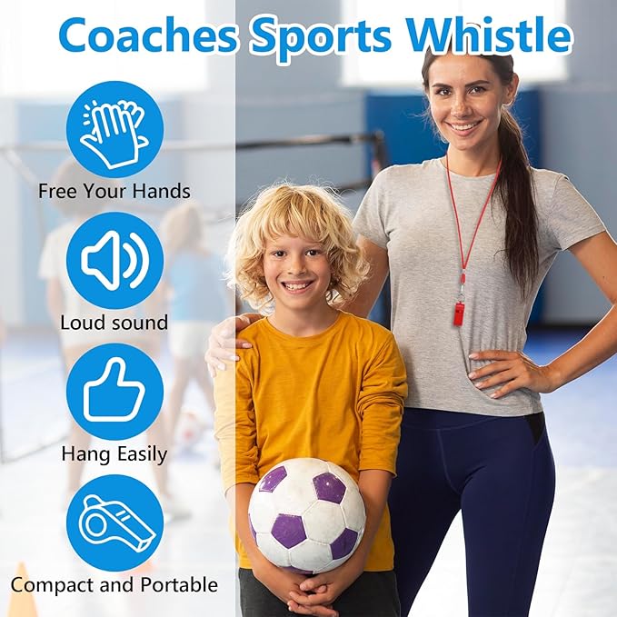 10-Pack Whistle Emergency Set - Lifeguard Whistle, Whistles Bulk for Coaches, Coaches Whistles with Lanyard - Durable Plastic & Stainless Steel