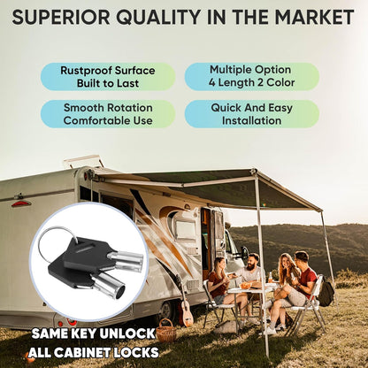 PTEROMY 2 Pack Cabinet Lock with Keys, 5/8'' Heavy Duty Tubular Cam Lock for RV Compartment Storage Locks, Full Set of RV Cam Locks (Chrome, 5/8'', 2 Pack)