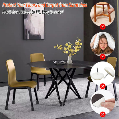 Ezprotekt 24 Pcs Chair Leg Sliders for Carpet, Square Black Teflon Furniture Glides Protectors Covers, Bar Stool Carpet Sliders Caps for Chair Table Desk Couch Legs (S Fit: 0.55"- 0.75")
