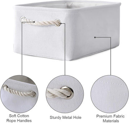 TheWarmHome Storage Basket for Gifts Empty - 11.8x7.8x5.2 inch 1 Pack Fabric Storage Cubes, Nursery Organizers and Storage for Closet Cloth Toy Book (White)