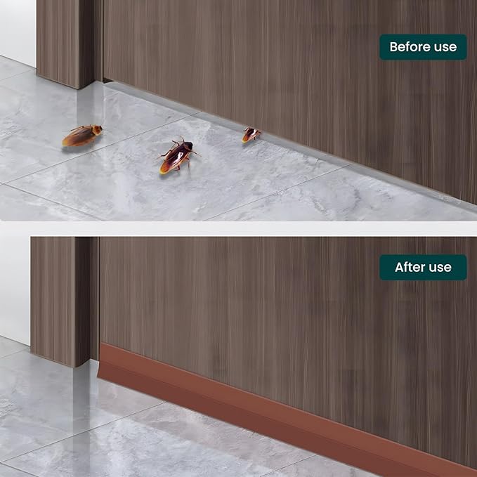 1.4in Brown Weather Stripping Door Seal – Heavy-Duty Silicone, Strong Adhesive, Seals Medium Gaps for Winter Cold Protection and Energy Efficiency