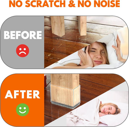 Rectangle Chair Leg Protectors for Hardwood Floors,16 PCS Silicone Covers to Protect Wood Tile Floors Felt Pads Furniture Leg Caps Reduce Noise. Easy to Move.(Clear,0.75 x 1.5 Inch,Rectangle)