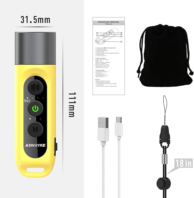 Electronic Whistle Highest IPX5 Maximum Sound 125db Battery 1000mAh Blue for Coaches Teacher, Sports Whistle