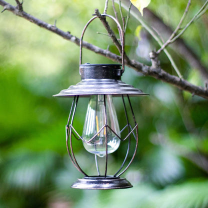 2 Pack Solar Lanterns Outdoor Hanging Solar Lights Decoration with Waterproof Warm Light Bulb for Patio Garden Pathway Yard Table Decor