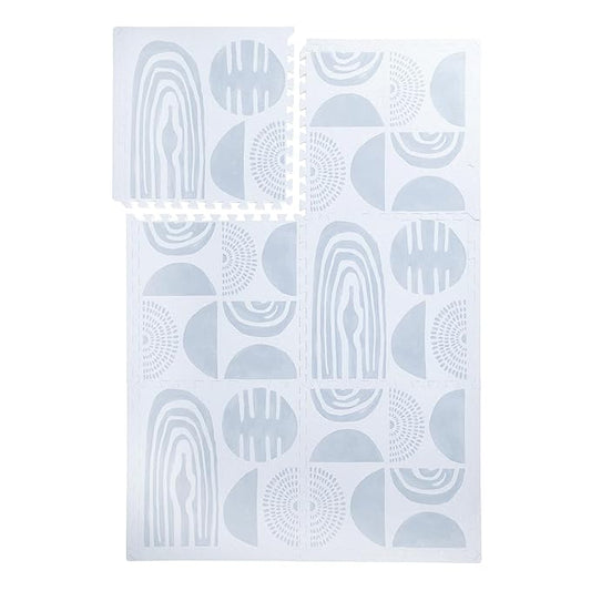 Premium Exercise & Baby Foam Play Mats - Stylish & Large Non-Toxic Odorless Floor Mat - 6 Tiles - Spacious 6ft x 4ft - Peel-Resistant Reinforced Ver.- Soft, Thick, Waterproof - Foggy Gray