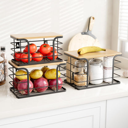 3 Pack Stackable Pantry Organizer,Stainless Steel Trash Bag Holder Dispenser,Kitchen Storage Organization for Kitchen Counter Sink,Laundry Room,Pantry, Black