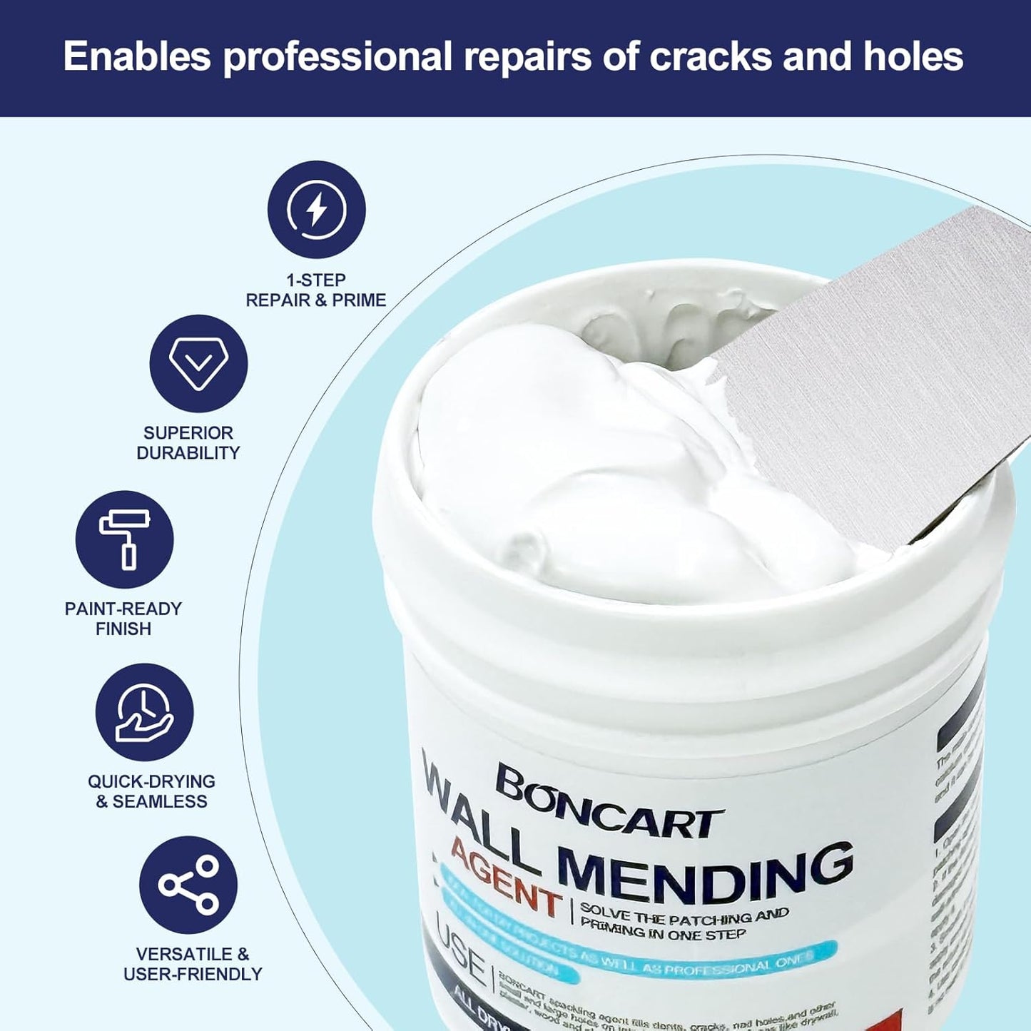 17.2oz Drywall Patch Repair Kit - Professional All-in-1 Tool Set (Scrapers/Sanding Sponge/Texture Sponge/Gloves/ Aluminum Patches/Putty Knife) for Fast Wall Hole Repair