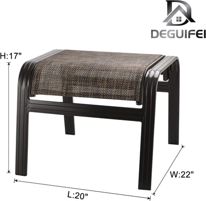 Patio Footstools Outdoor Foot Rest Aluminum Ottomans Samll Seat Wicker Furniture Patio Ottoman 2 Pieces Brown