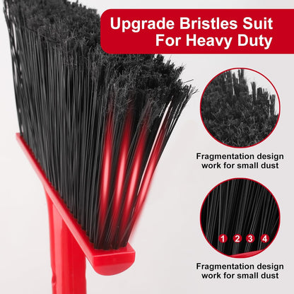 Angle Broom with 58″ Long Handle – 14″ Wide Stiff Bristles for Indoor & Outdoor Sweeping, Garage, Patio, Deck, Courtyard, Concrete, Leaves & Debris Removal