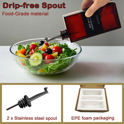 Olive Oil Dispenser Bottle for Kitchen, UV-Protected Dark Glass 16.9oz, Oil and Vinegar Dispenser Set, Soy Sauce Dispenser, Coffee Syrup Bottles- 16.9oz, Set of 2