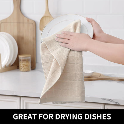 Homaxy 100% Cotton Terry Kitchen Dish Cloths, Ultra Soft and Absorbent Dish Towels for Kitchen, Suitable for Drying and Washing Dishes, 6 Pack, 12 x 12 Inches, Beige
