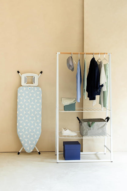 Brabantia Size C Ironing Board (49x18 in) 7 Height Options, Solid Steam Iron Rest Holder (Fresh Breeze) Non-Slip Feet, Anti-Collapse Child Locks