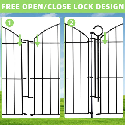 Decorative Garden Fence 24in (H) x20ft (L), 10 Pack No Dig Fence Animal Barrier for Dog with Lock, Arched Flower Bed Edging, Wire Border Panel Fencing for Yard Patio Outdoor Decor