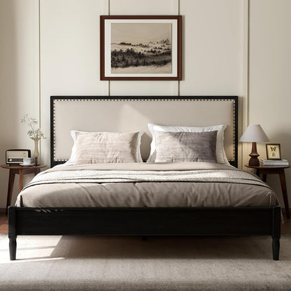 100% Solid Oak Round Side Table Set of 2, Small Bedside Table for Small Spaces, Living Room End Table with Stable Frame, Modern Nightstand for Bedroom Couch(Walnut, 17.71" D x 19.68" H)