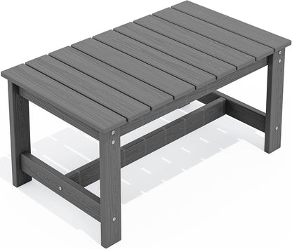 SERWALL Outdoor Coffee Table, HDPE Patio Coffee Table for Outside, Grey