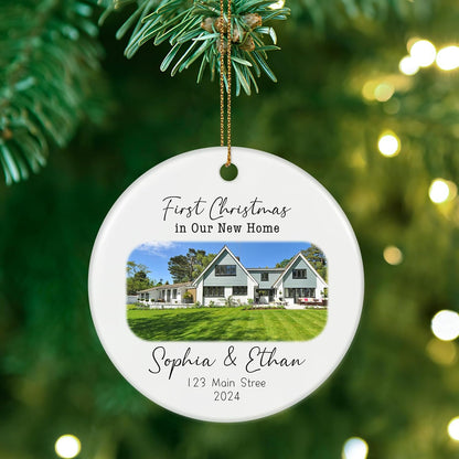 Personalized First Christmas in Our New Home Ornament 2025, New House Photo Christmas Ornaments for Christmas Tree, House Warming Gifts for Couples, First House Gifts for Owners, Men Women