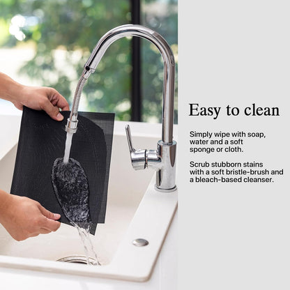 Placemats Set of 12 - Easy Clean Woven Vinyl Placemats for Dining Table, Indoor/Outdoor Place Mats, Washable PVC Table Mats（Black）