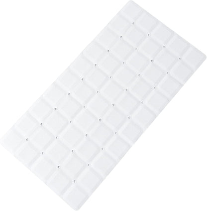 Foldable Silicone Bathtub Mat: Jumbo Size Heavy Duty Safety Bath Mat for Tub Without Suction Cups Non Slip Bath & Shower Mat for Textured, Reglazed, Refinished Tub (White, 35.8 x 17.7)