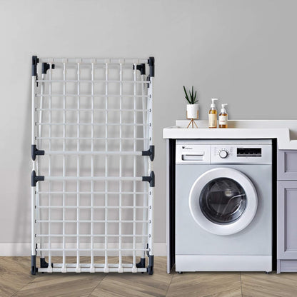 Clothes Drying Rack, Gullwing Laundry Rack Adjustable and Foldable for Easy Storage Indoor and Outdoor, White & Gray