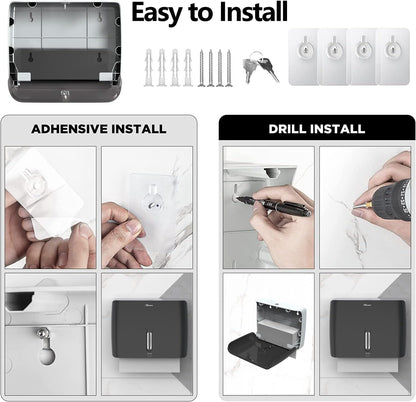 Bathroom Paper Towel Dispenser Pack of 2 Durable ABS Plastic Easy Installation No Drilling Waterproof Dustproof for Home Washroom Kitchen Bedroom