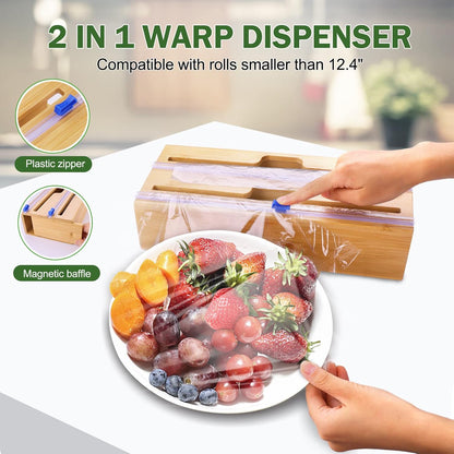 Individual Storage Bag Organizer for Kitchen Drawer, Bamboo with Foil and Plastic Wrap Organizer for Kitchen Organizers and Storage, for Gallon, Quart, Sandwich, Snack