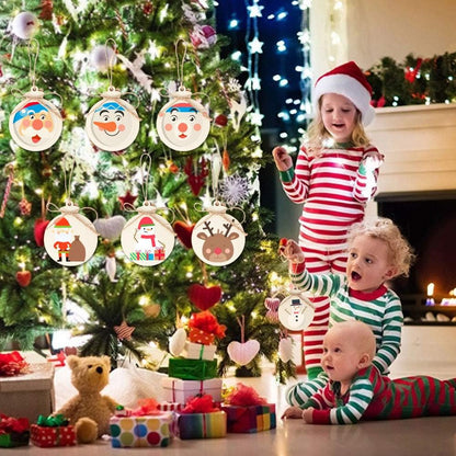 OurWarm 50pcs DIY Wooden Christmas Ornaments for Crafts, 4" Blank Wood Ornaments to Paint, Natural Unfinished Wood Slices Hanging Christmas Crafts Tree Decorations