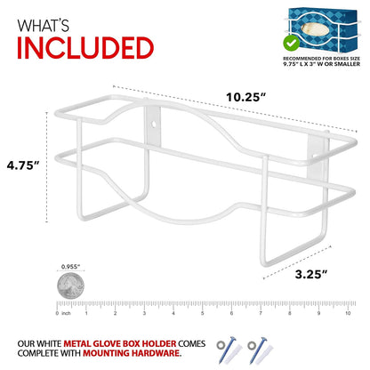 Stock Your Home (White Metal Single Gloves Dispenser, Tissue Box Shelf, Glove Box Holder Wall Mount, For Kitchen, Cleaning Closet, Lab, Exam, Office