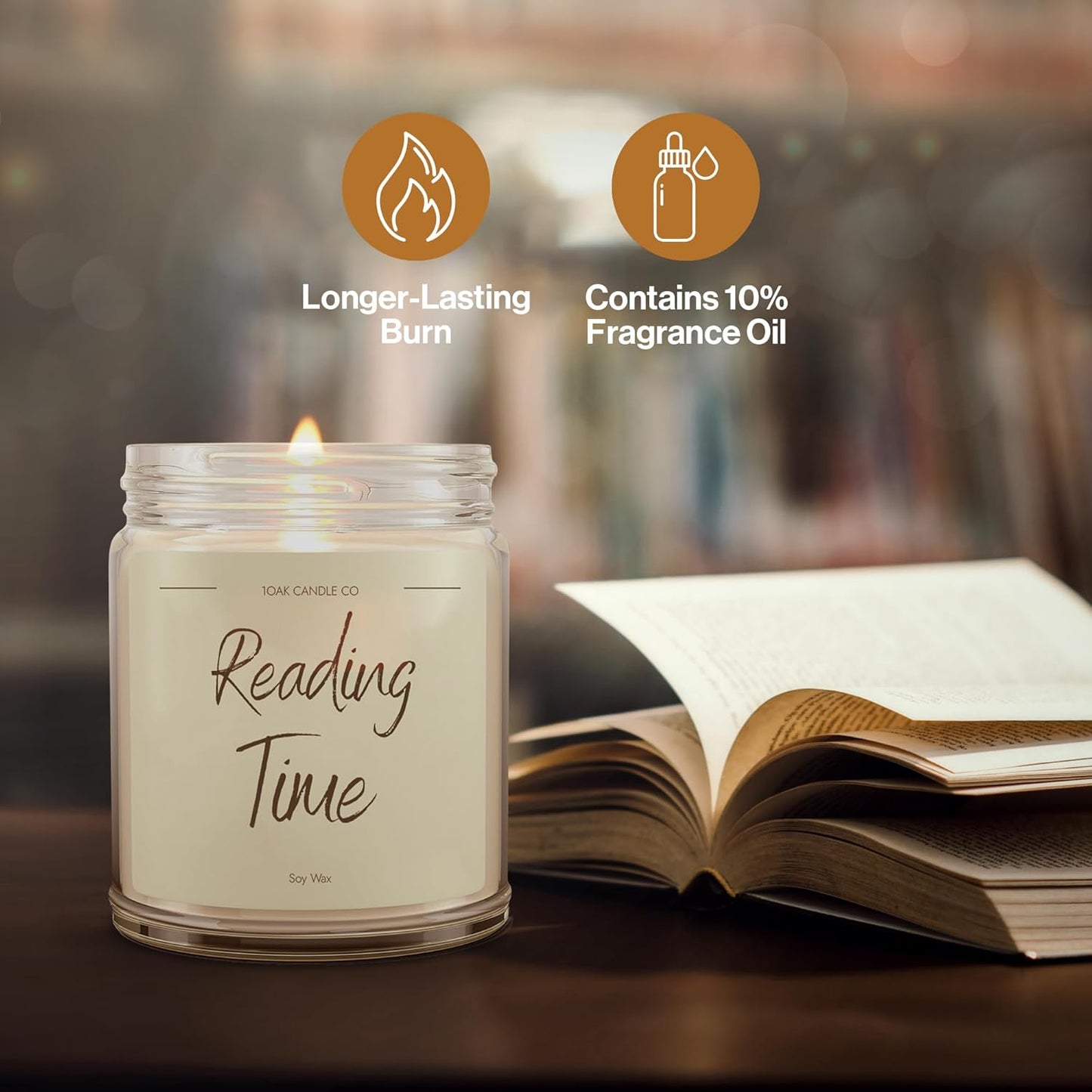 1OAK Vanilla Soy Candles - Reading Candle - Gifts for Readers - Cool Gifts for Book Lovers Women - Book Themed