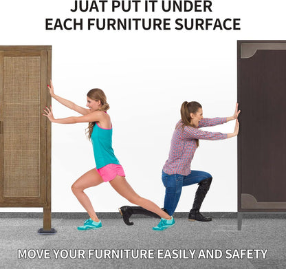 Ezprotekt 8 Pack Reusable Large Furniture Movers Sliders for Carpet, 5" Square Furniture Moving Pads, Carpet Sliders for Heavy Duty Sofa Bed Fridge, Move Items Quickly and Easily (Light Blue)