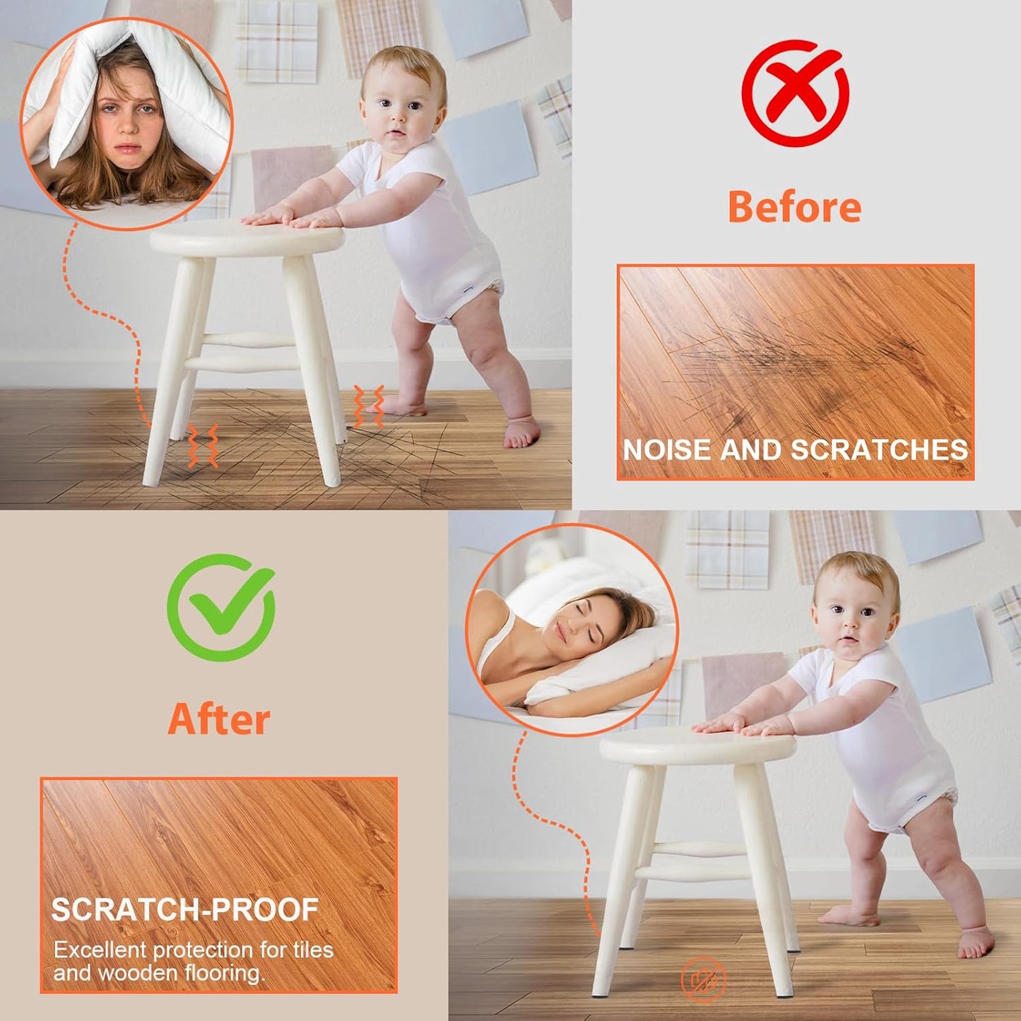 Felt Furniture Pads 300 Pieces, Furniture Pads for Hardwood Floors, Felt Pads for Chair Legs Furniture, Floor Protectors for Furniture Black