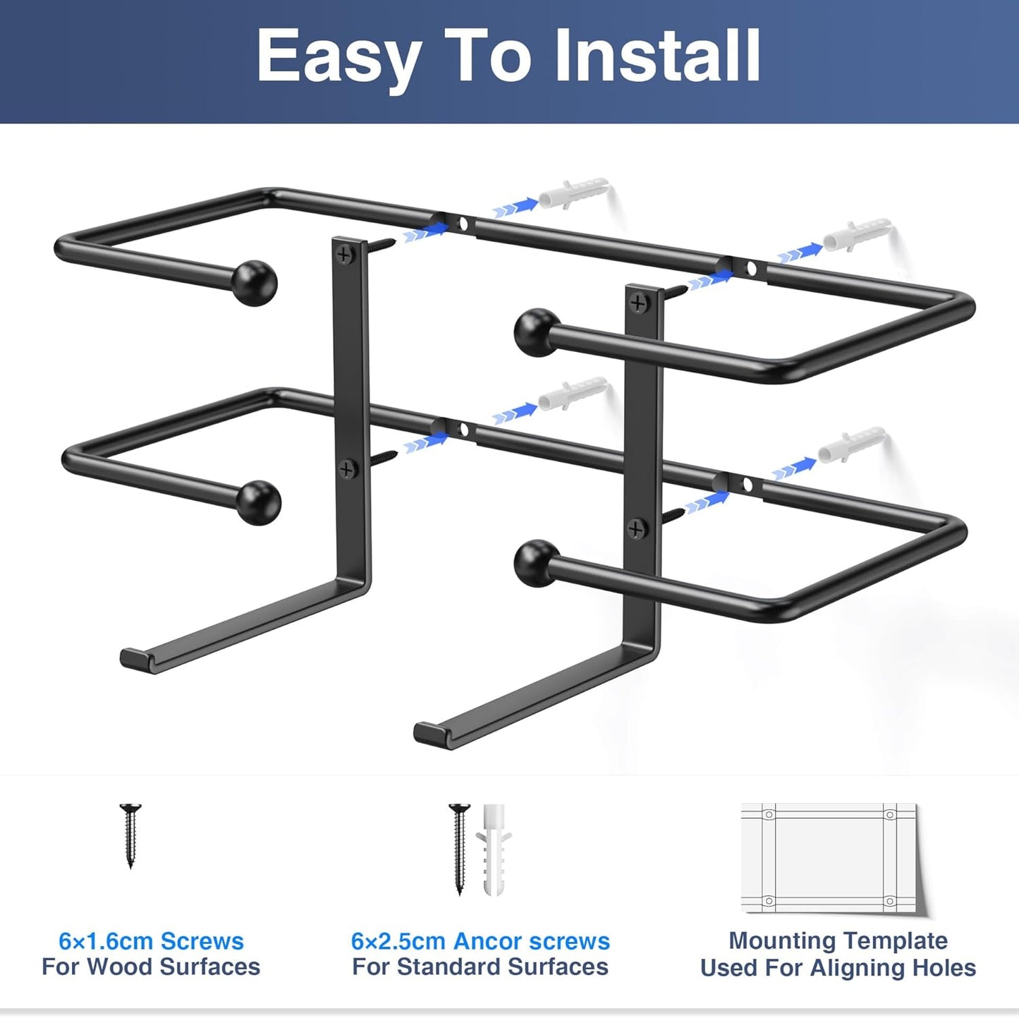 Glove Box Dispenser Wall Mount: Black Glove Holder Organizer for Disposable Glove Box & Tissue Box - Glove Organizer on Wall in Lab, Kitchen, Bathroom, Garage