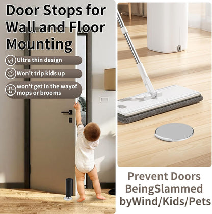 Magnetic Door Stoppers Black WYGWP Stainless Steel No Drilling Wedge Stops Heavy Duty Catch Holder to Keep Doors Open