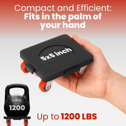 Heavy Duty Furniture Dolly Set with Lifter Tool and 5 Wheels - Capacity, 360° Rotating Wheels for Sofas, Refrigerators, and More (1200 LB)