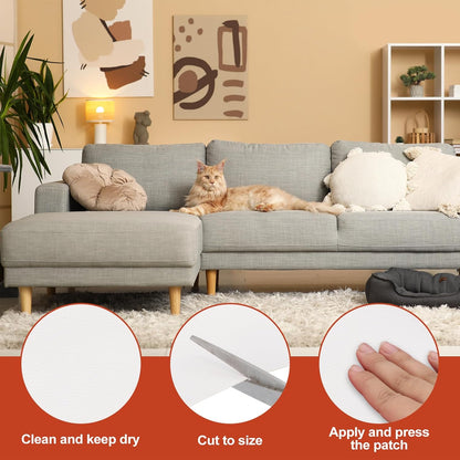 PATIKIL Leather Patches Tape for Furniture, 6.3 x 61 Inch Self Adhesive Vinyl Leather Repair Kit Cover Sheet for Couch, Sofa, Car Seats, Office Chair, White