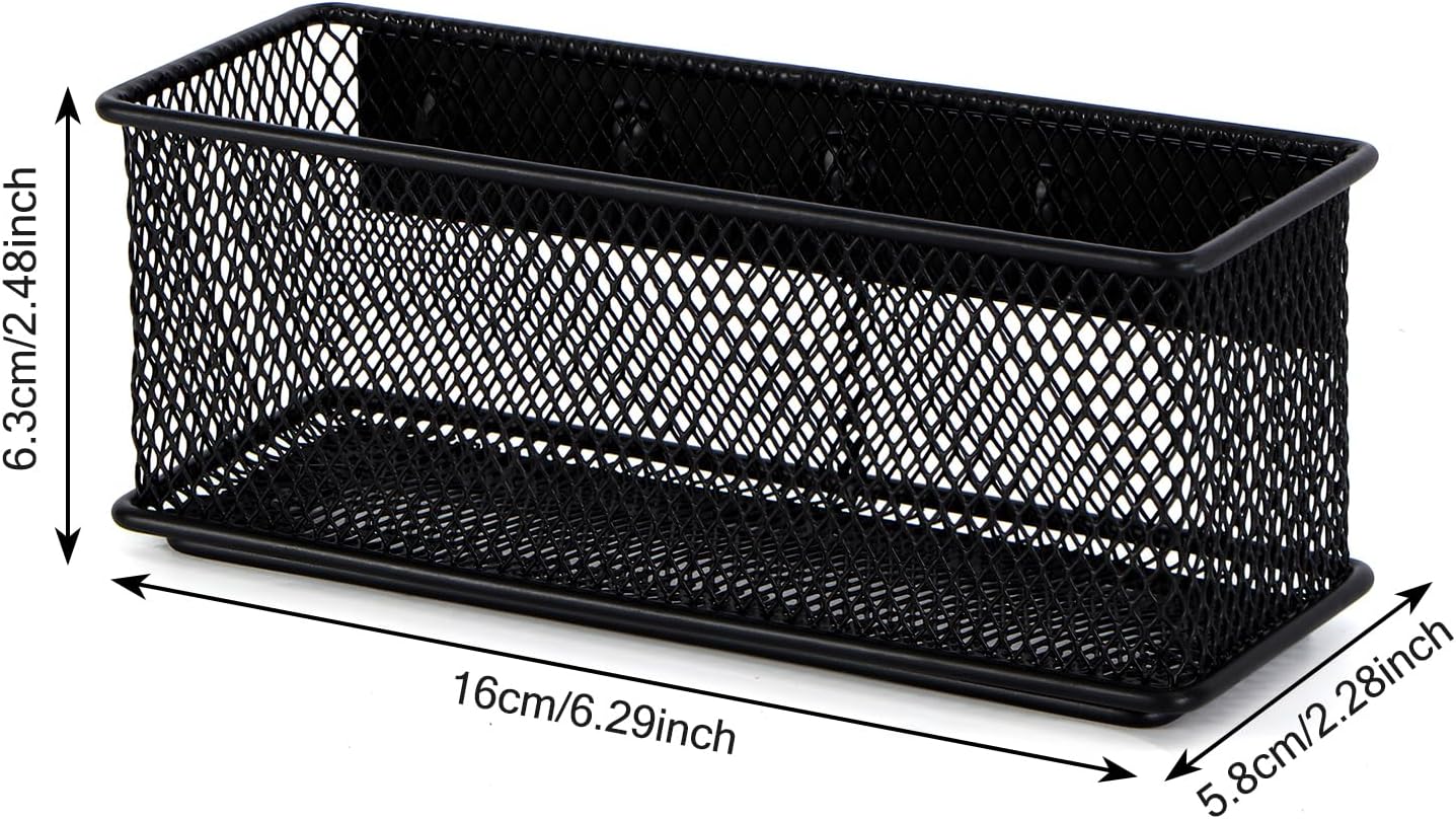 6.29'' × 2.28'' × 2.48 Black Magnetic Basket for Refrigerator Magnetic Pen Holder Locker Organizer for Home Office Accessories Magnetic Basket for Whiteboard，Set of 2