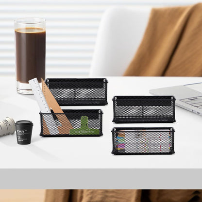 6.29'' × 2.28'' × 2.48 Black Magnetic Basket for Refrigerator Magnetic Organizer Holder Locker Organizer for Home Office Accessories Magnetic Basket for Whiteboard,Set of 4