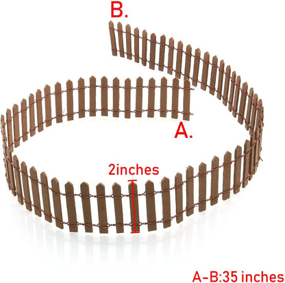 35 Inch Miniature Fairy Garden Fence DIY Wood Decorative Ornament Fence for Dollhouse Succulent Plant Pot Studio Scenes, 2 inch Height Pack of 2