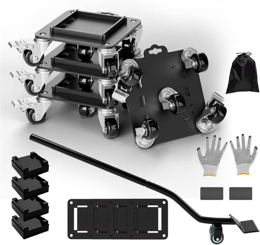 Furniture Dolly 5 Wheels Heavy Duty with Removable Side Guards,3307 Lbs Capacity,360° Rotating Wheels & Tail Brake,Furniture Movers Lifter Tool for Sofas,Beds, Appliances,–Stable,Safe,and Easy to Use