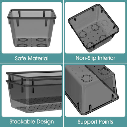 WOWBOX 25 PCS Plastic Drawer Organizer Set, Desk Drawer Divider Organizers and Storage Bins for Makeup, Jewelry, Gadgets for Kitchen, Bedroom, Bathroom, Office, Black