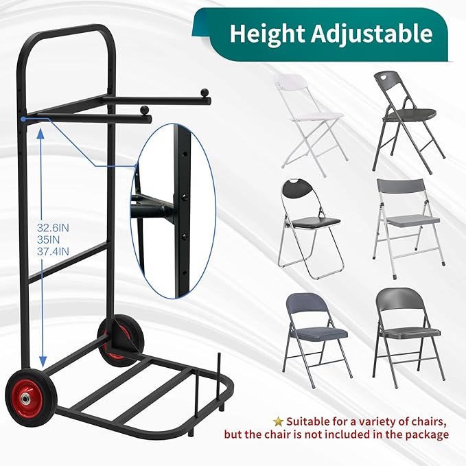 Folding Chair and Table Cart, Small-Sized Chair Storage Cart with 5 Inch Wheel Portable and Nice Solution to Storage and Move A Set of Folding Chair and Table with 200 LBS Weight Capacity
