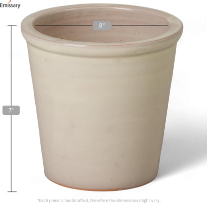 Emissary Round Stoneware Planter (Parent SKU 12012) (Cream, 8" D x 7" H)