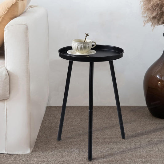 AOJEZOR Side Table: End Table for Any Room - Small Side Tables for Small Spaces All Matte Black with 3 Legged