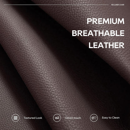 COLAMY Oversized Leather Recliner Chair, 360°Swivel Rocking Manual Recliner with Thick Cushioned Padding Backrest and Wide Seat - Darkbrown