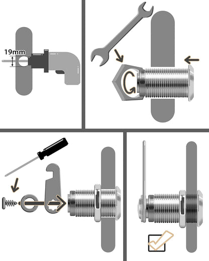 MoHern Cabinet Locks, 6 Pcs Keyed Alike 1-1/8 Inch (30mm) Cylinder Locks, Zinc Alloy Cam Lock with Keys for Cabinet, Drawer, RV and More